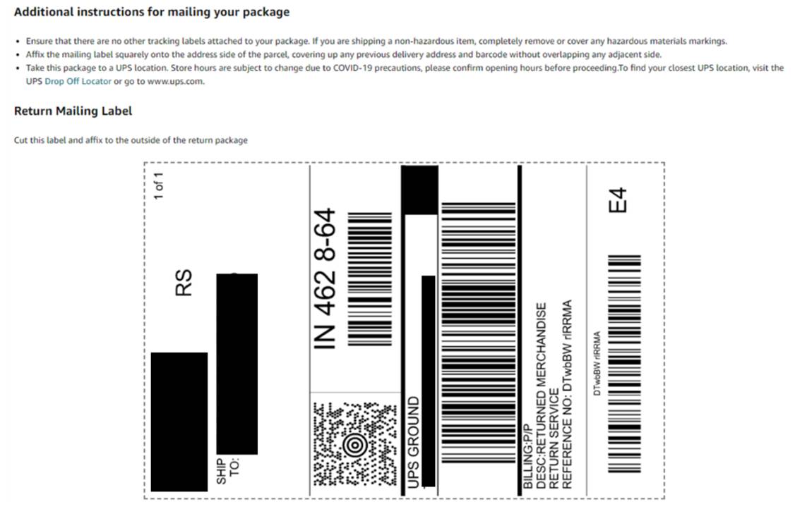 Amazon Return Label